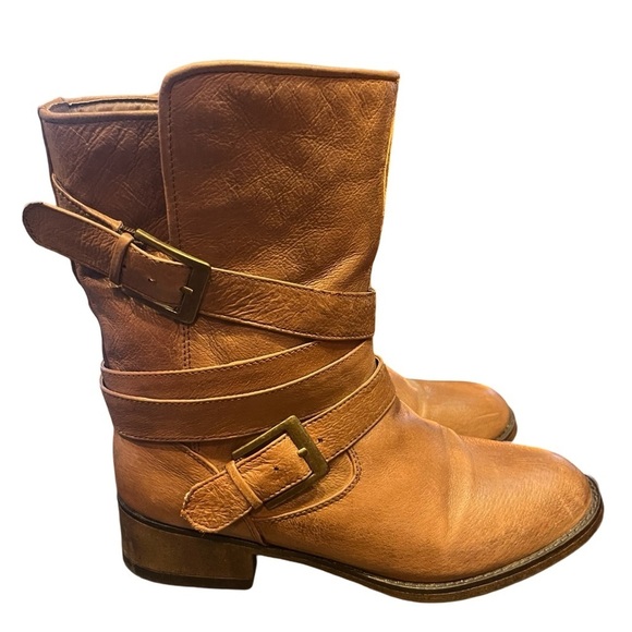 Brown Leather Combat & Moto Boots - Picture 4 of 8